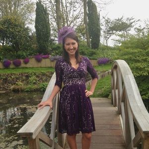 Eliza J Purple lace pleated dress